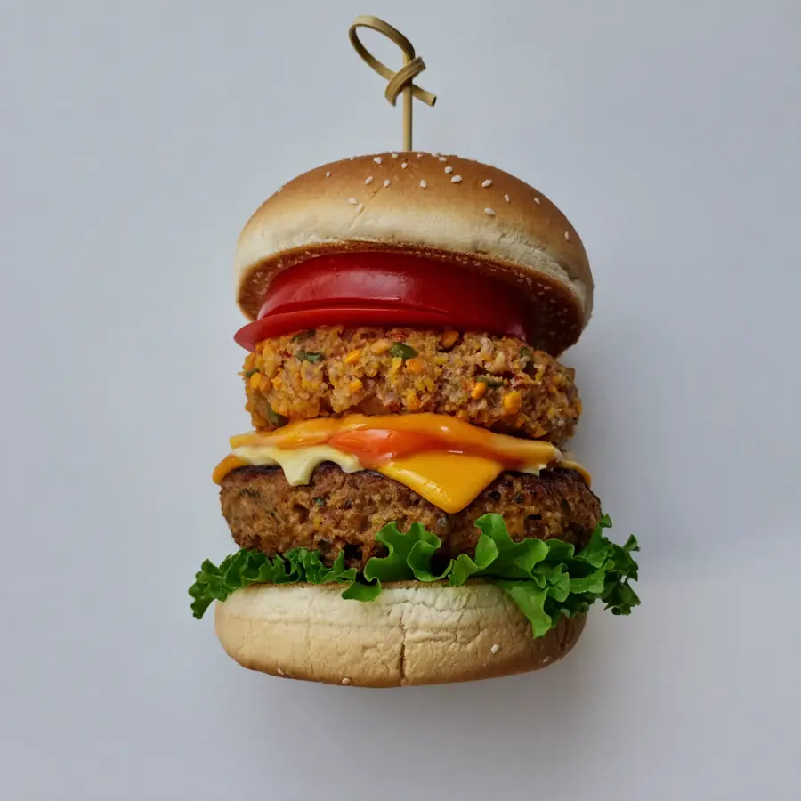 Veg Club Burger (top view) – pure veg from Mohit Bakery