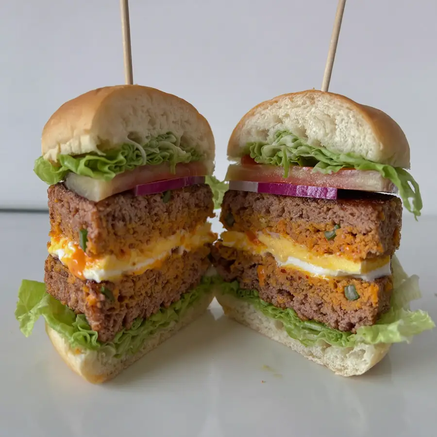 Veg Club Burger (inside view) – pure veg from Mohit Bakery