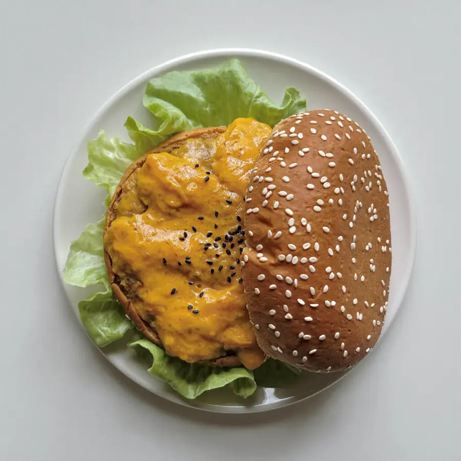 Veg Makhani Burger (top view) – pure veg from Mohit Bakery
