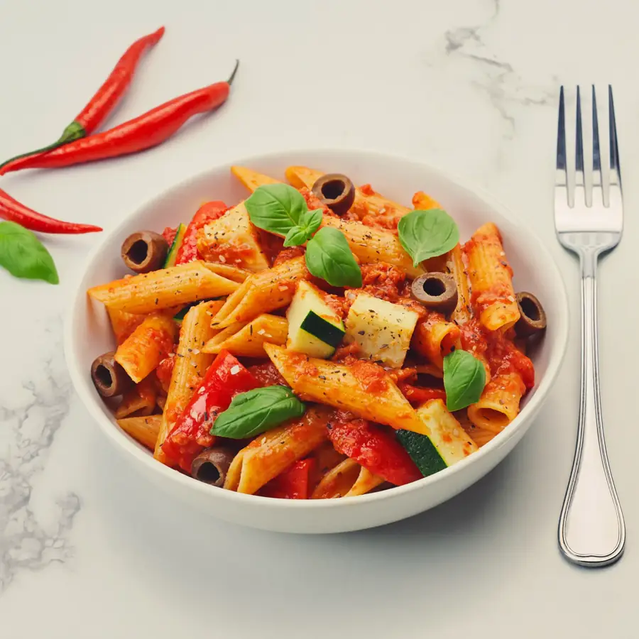 Veg Marinara Penne Pasta (inside view) – pure veg from Mohit Bakery