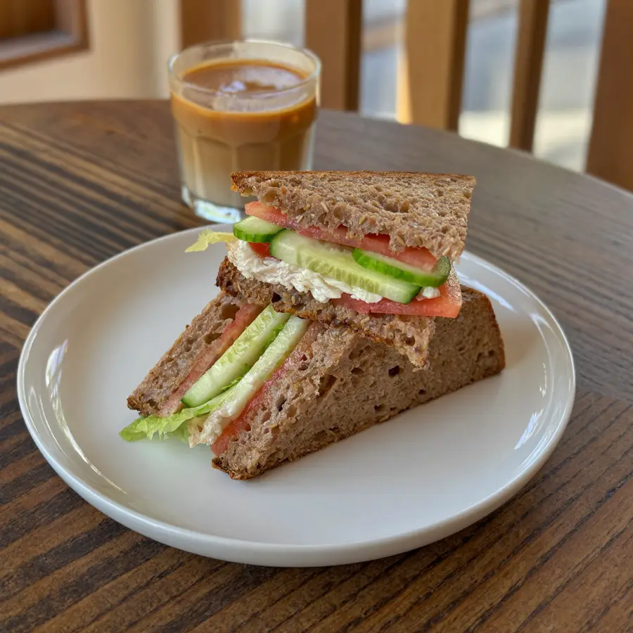 Veg Single Layer Sandwich (served view) – pure veg from Mohit Bakery