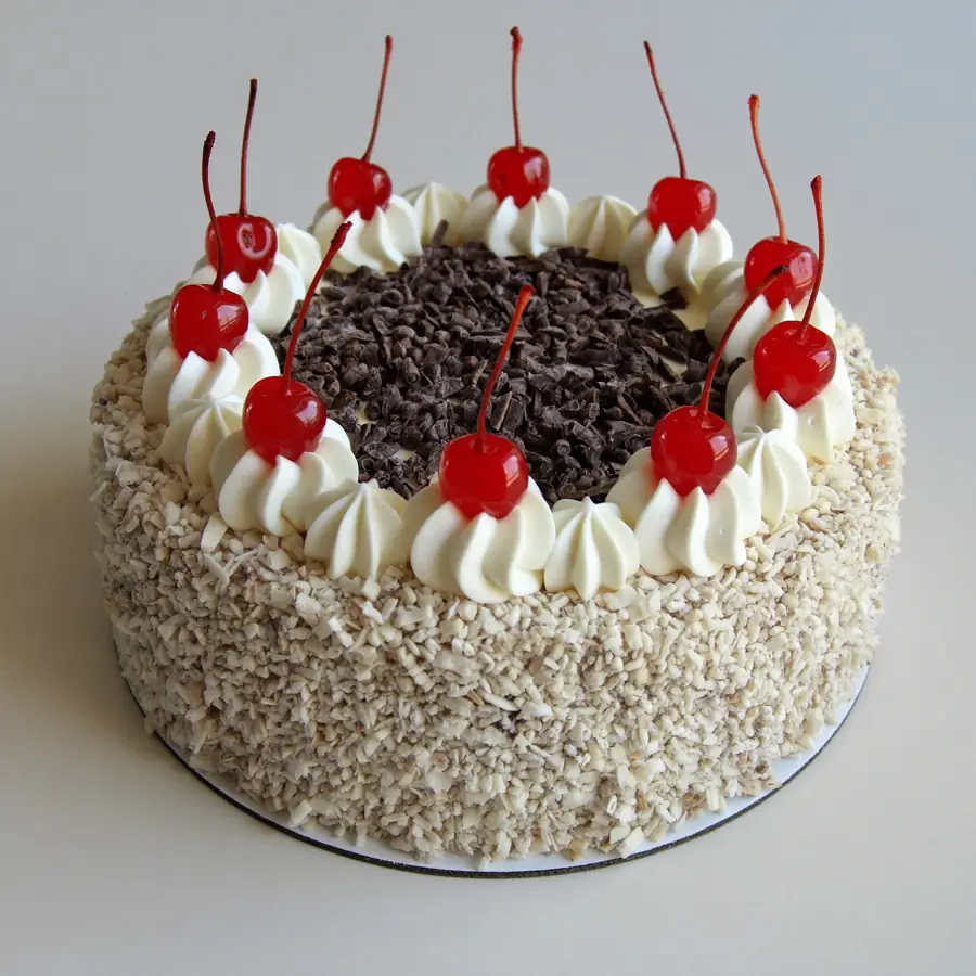 White Forest Cake (front view) – eggless cake from Mohit Bakery