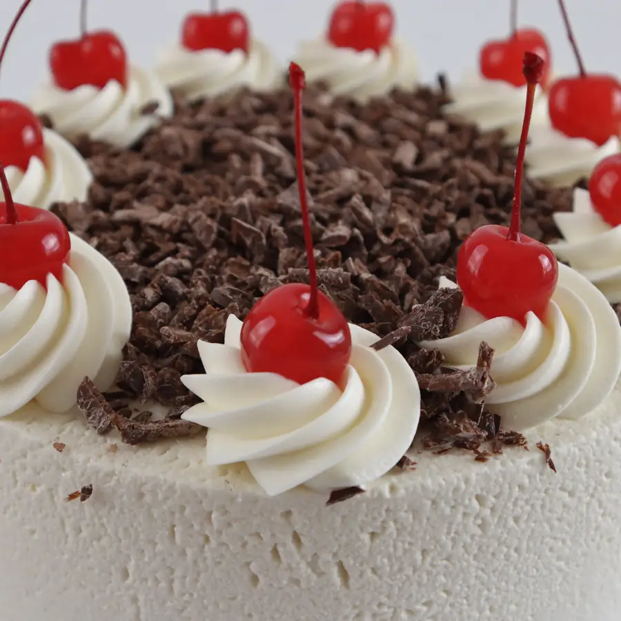 White Forest Cake (close up view) – eggless cake from Mohit Bakery