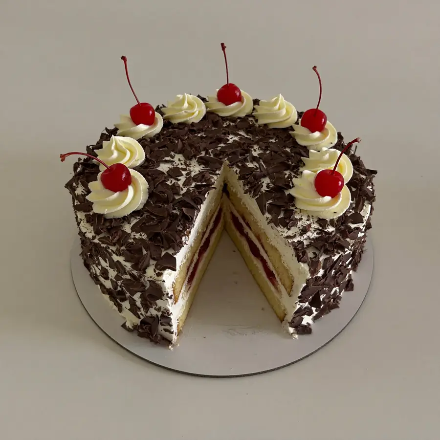 White Forest Cake (inside view) – eggless cake from Mohit Bakery